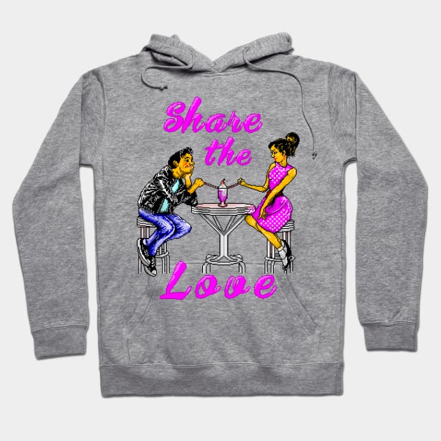 Valentines Day Share the Love 8 Bit Art Hoodie by 8 Fists of Tees